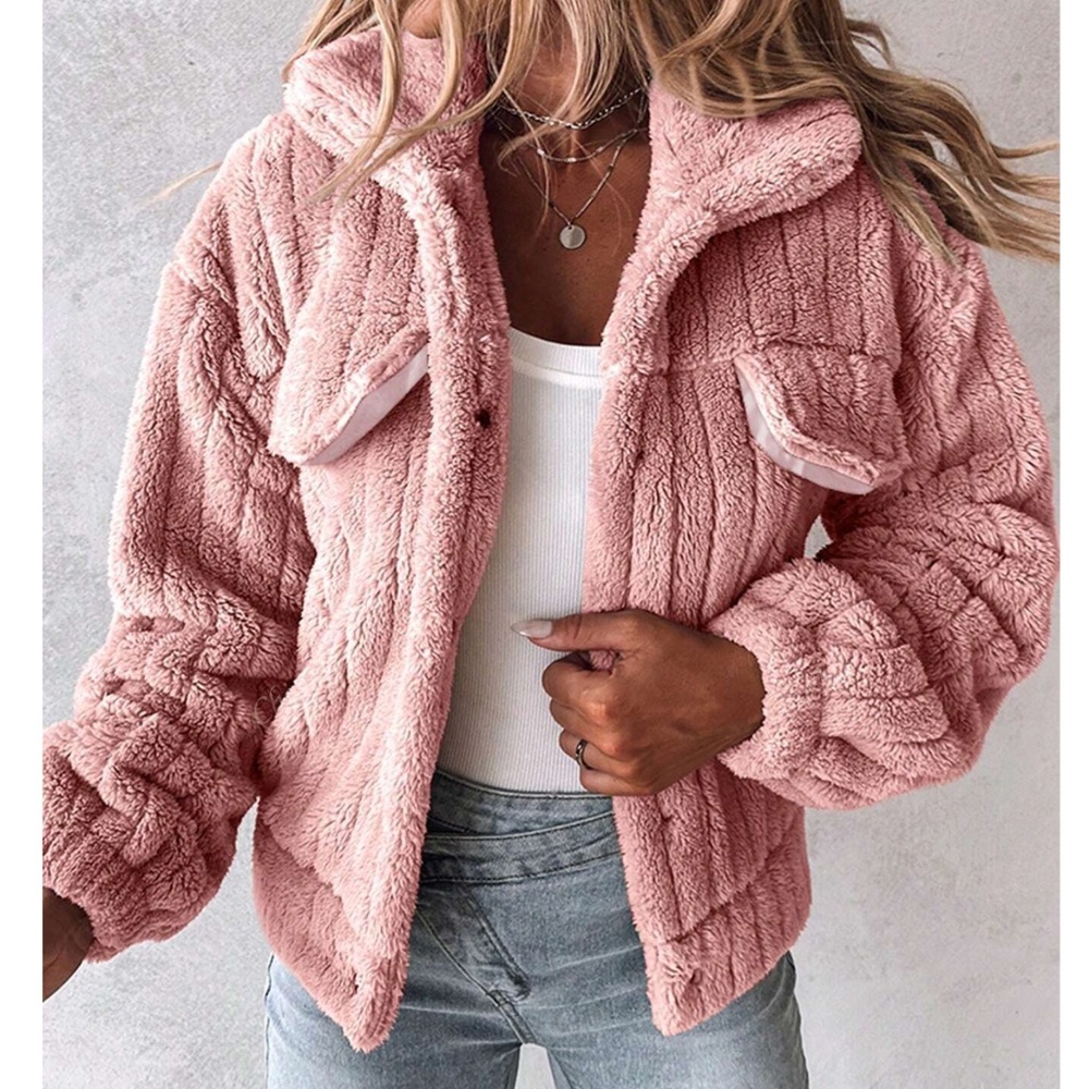 Cozy Teddy Button Down Oversized Jacket Coat - image 1